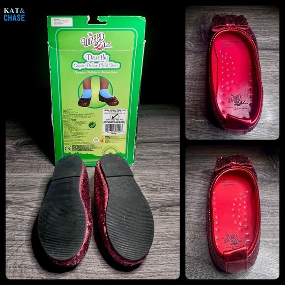 Dorothy Sequin Deluxe Child Shoe Extra Small Petit Size 10 Rubies 75 Anniversary - Picture 8 of 12